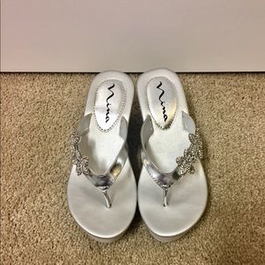 Silver Wedge Sandals
